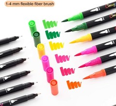 24 Colors Dual Brush Pens Art Markers, Artist Fine & Brush Tip Pen Coloring Mark