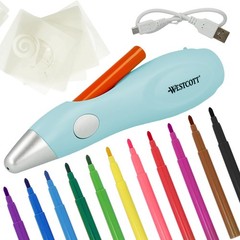 Magic Pen Airbrush Set 12 Felt Markers 10 Stencils USB Mint Color Crafting