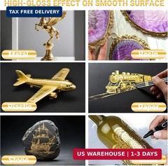 3Pcs Gold Liquid Mirror Chrome Markers, Permanent Reflective Metallic Gold Paint