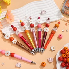 Colarr 24 Sets Plastic Beadable Pens DIY Pens Making Kit Assorted Wood Beads Cry