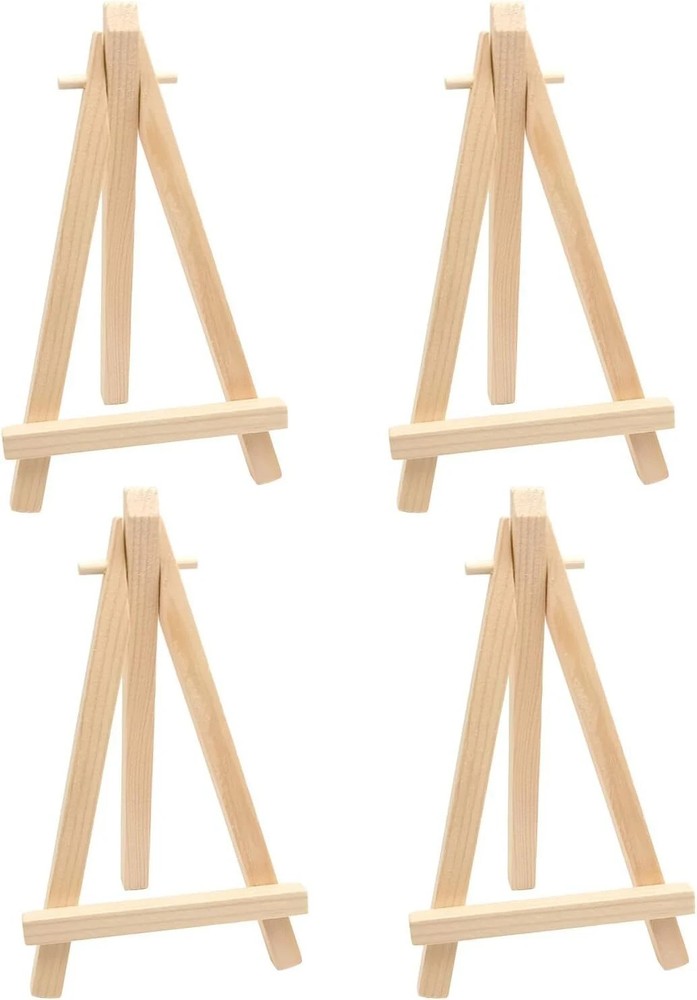 4pcs Mini Wood Display Easels, Small Table Top Easels, Artist Triangle Easels fo