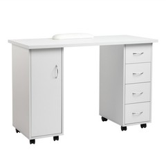 Double Edged Manicure Nail Table with Drawer White 47.2″ x 21.3″