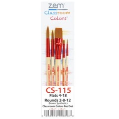 ZEM Classroom Colors Brown Synthetics Artist Brush Sets 6 Types