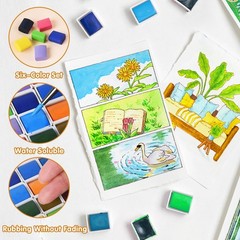 Mini Portable 6-Color Solid Watercolor Paint Set Solid Watercolor-yellow Green