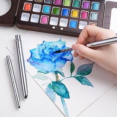 Squirrel Hair Travel Watercolor Brushes, Fuumuui 3pcs Natural Soft Squirrel Mop