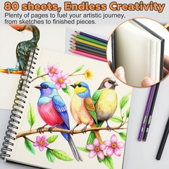 5.5 x 8.5 Sketch Book ，2 Pack 80-Sheets 68lb/100gsm，Double-Sided Hardbound
