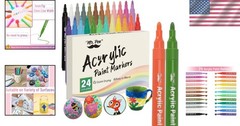 Smooth Grip Acrylic Paint Markers – 24 Colors for Easy Precision in Crafting