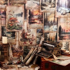 160 Sheets Nature Scrapbook Paper Junk Journal Collage Craft Decorative Set