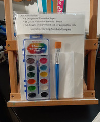 Kids Art Kit Six pre-printed designs 16 watercolor paints