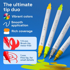 24 Acrylic Paint Markers – Paint Pens for Calligraphy, Brush + Fine