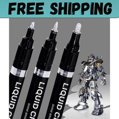 3PK Liquid Chrome Markers Set, Permanent Mirror Pens for Plastic, Metal, Art