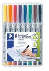 Staetdler Lumograph Non-Permanent Wet Erase 8 Count (Pack of 1) standart Fine