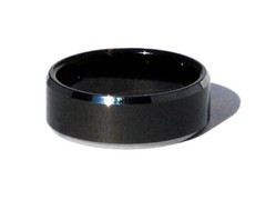 Tungsten Carbide 8 mm Smooth Black Center Ring Polished Edges
