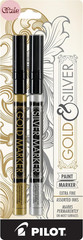 Metallic Permanent Paint Markers, 1 Each Gold & Silver, Extra Fine Point, Set of