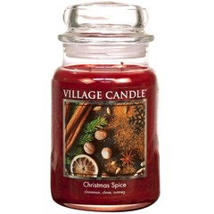 Village Candle Christmas Spice, Large Glass Apothecary Jar, 21.25 net oz, Red