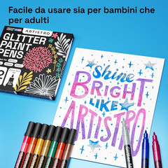 Glitter Paint Pens for Rock Painting, Stone, Ceramic, Glass, Wood, Fabric, Scrap