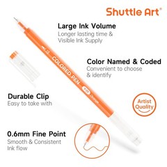 30 Colors Journal Pens, 0.6mm Fine Point, Colored Gel, Black Paper, Coloring