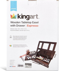 Adjustable Wood Espresso Stained Desk Table Easel with Storage Drawer