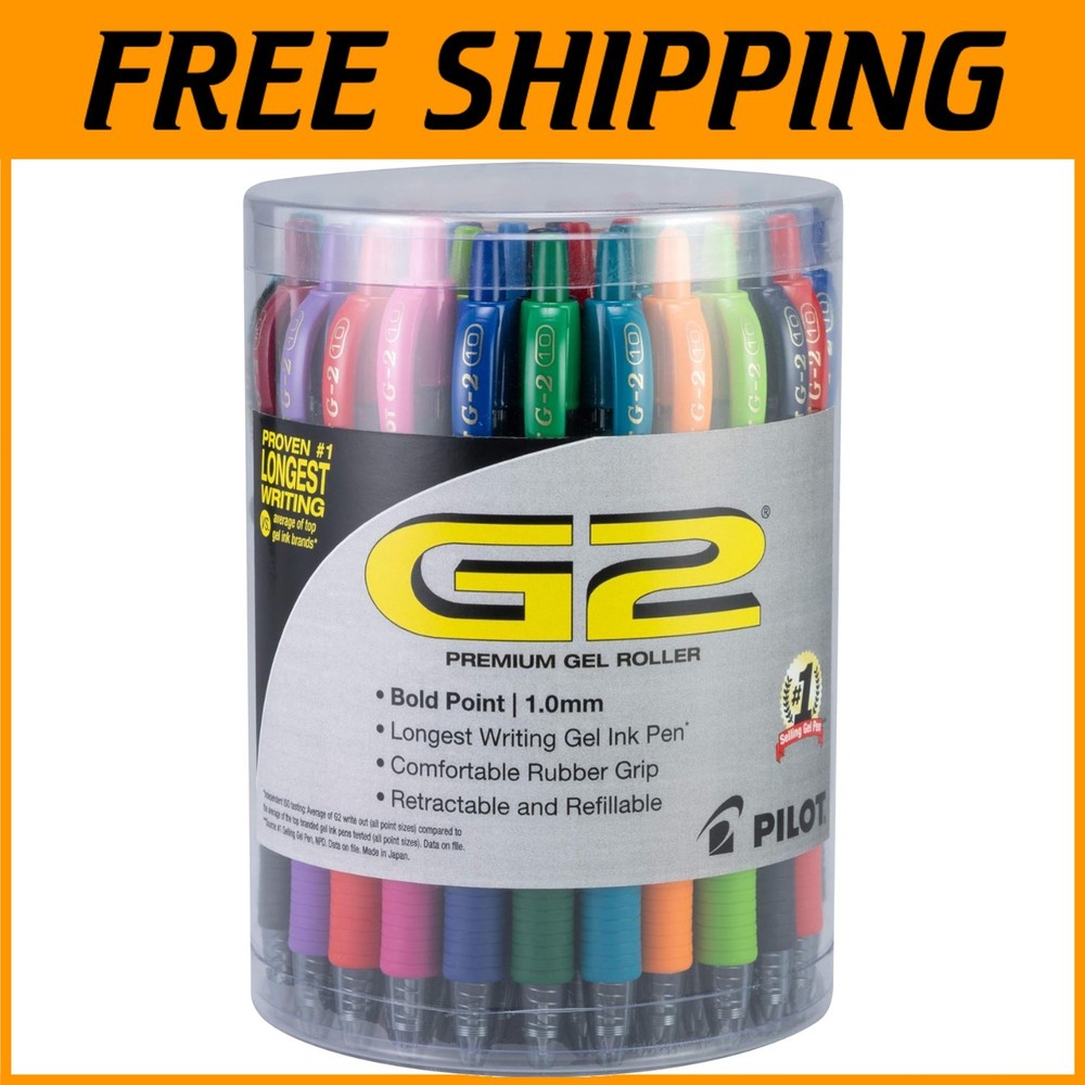 G2 Bold Point Gel Pens, 1.0mm – Tub of 36, Assorted Colors=