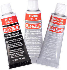 Rub N Buff Wax Metallic Finish Grey Kit – Ebony Silver Leaf and Pewter 15Ml Tube