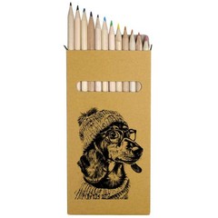 12 x ‘Dachshund Wearing Glasses’ Long Colour Pencils (PE00072161)