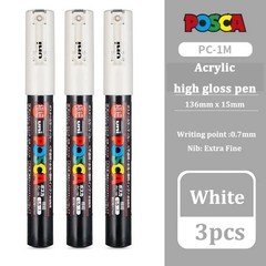 3pc Waterproof Paint Marker Pens, Art Markers, All Sizes & Colours Set