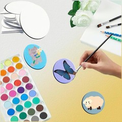 30 Pcs Round Canvas for Painting Panel Mini Magnetic Canvases Boards for Pain…