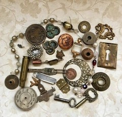 Steampunk Parts Lot for Artist- 2 pounds of mixed material smalls #NJ45