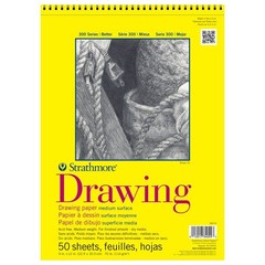 Strathmore 300 Series Wire Bound Drawing Pad, 70 lb. 9×12, White