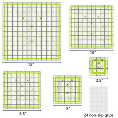 5 PCS 2.5/5/8.5/10/12 Inch Square Quilting Templates Ruler Acrylic Tool Set