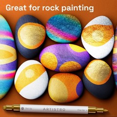 24 Metallic Dual-Tip Acrylic Paint Markers Set – Fine & Dot Tips for Fabric, Roc