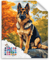 German Shepherd Paint by Numbers Kit, Dogs Number Painting, Animal Paint by Numb