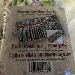 Paint Brush Case Roll-up holder for art 24 Pockets Travel organizer FolkArt