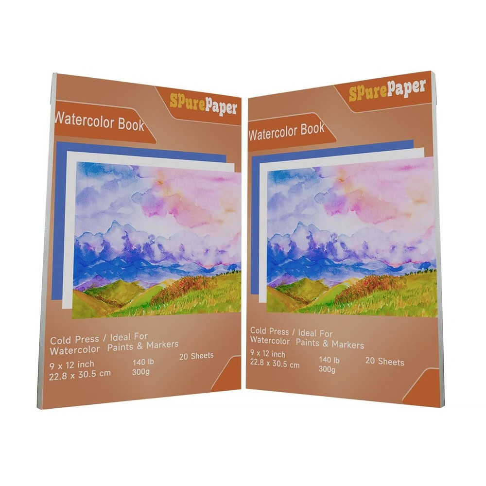 20 PCS Watercolor Paper Pad 140lb/300gsm Cold Press Art Supplies 9×12 Inch