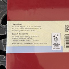 Moleskine Art Sketchbook Red 5×8 Hardcover 165gsm 104 Pages Elastic NEW