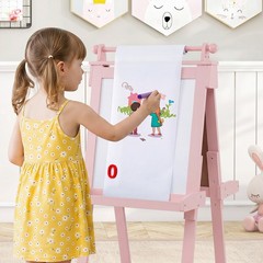 3-In-1 Kids Art Easel with Magnetic White Board, Chalkboard, Paper Roll & Holder