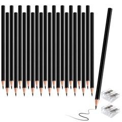 24 PCS Black Colored Pencils PreSharpened Professional Wooden Art Painting