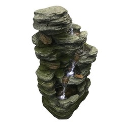 Multilevel Stone Fountain with 3 Cool White LED Lights