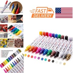 12 Piece Paint Pen Set for Various Surfaces Including Glass Wood and Fabric