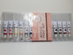 Pro Series Archival Quality 14 Acrylic Colors + Brush Art Supplies Craft Paints