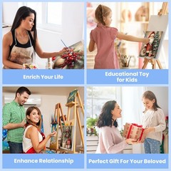 6 Pack Framed Paint by Numbers Christmas for Adults Beginners, Adults’ Paint-…