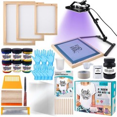 Ecoofor 53Pcs Screen Printing Kit All-in-One Set with Blue 53pcs+50W UV Lamp
