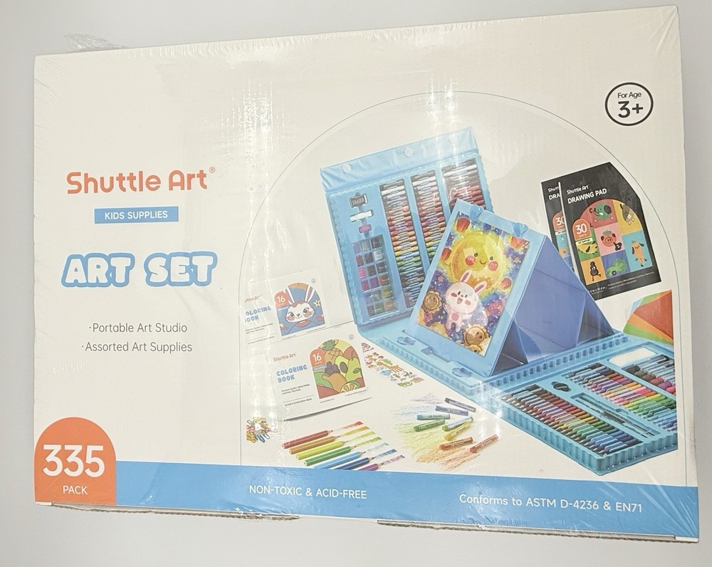 335 Piece Art Set, Multi-Media Art Supplies, Gift Art Kit with Trifold Easel NIB