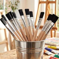 10 Pcs Small Paint Brush Flat Paint Brushes, Small Painting Brushes Bulk with