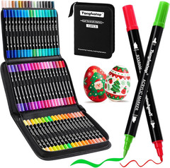 72 Colors Acrylic Paint Markers, Dual Tip Acrylic Paint Pens with Brush Tip & Fi