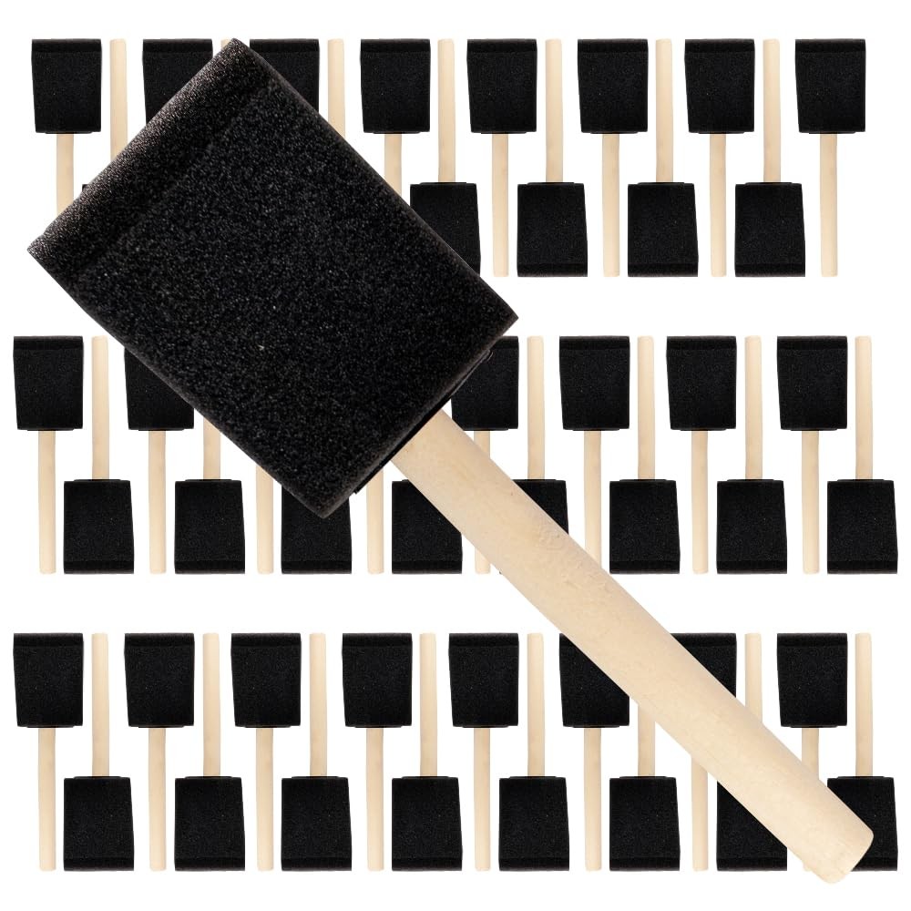 Pro Grade Foam Brushes 2 Inch 48 Piece Poly Foam Brush Set For Painting