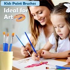 50Pcs Art Paint Brushes Set: Nylon Hair Round & Flat Brushes for Kids & Artists