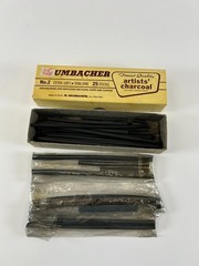 Grumbacher Artists’ Charcoal No. 2 Extra Soft Thin Vine Sticks Used Preowned Vtg