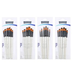 Paint Brush Set Round Flat Angle Filbert Acrylic Watercolor Oil Gouache Brushes