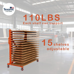 Adjustable 15-Shelf Paint Drying Rack with Casters, 12″-58″ Width, 110 Lbs Capac